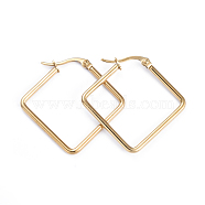 201 Stainless Steel Angular Hoop Earrings, with 304 Stainless Steel Pins, Rhombus, Golden, 32.5x34x2mm, 12 Gauge, Pin: 1x0.7mm(EJEW-I245-33D)