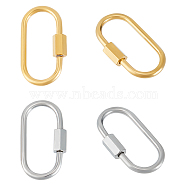 4Pcs 2 Colors 304 Stainless Steel Screw Carabiner Lock Charms, for Necklaces Making, Oval, Golden & Stainless Steel Color, 26x13x2mm, Screw: 7x4.5mm, 2pcs/color(STAS-UN0053-34)