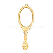 Mirror Alloy Glass Big Pendants, Golden, 73x26x3mm, Hole: 1.5mm(PALLOY-I111-38KG)