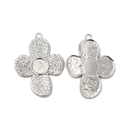304 Stainless Steel Pendant Cabochon Settings, Cross, Stainless Steel Color, Tray: 8.5mm, 36x26.5x2mm, Hole: 2mm(STAS-I671-13P)