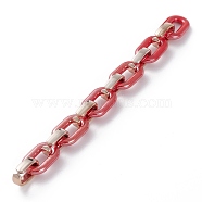 Handmade Opaque Acrylic Cable Chains, with CCB Plastic Quick Link Connectors, Red, 31.5x19.5x5.5mm, 24.5x15.5x6.5mm, 39.37 inces(1m)/strand(AJEW-JB00890-02)