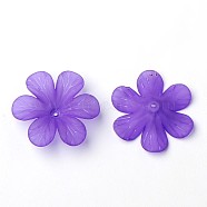 Transparent Acrylic Beads, Frosted, Flower Bead Caps, Blue Violet, 30x8mm, Hole: 1.5~2mm, about 314pcs/500g(PAF154Y-1)