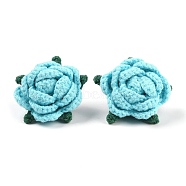 Cotton Knitting Artificial Flower, Ornament Accessories, Turquoise, 56x61.5x39mm(DIY-P082-01D)