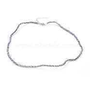 Electroplate Glass Beaded Necklaces, with Stainless Steel Lobster Claw Clasps and Curb Chains, Silver, 14.96 inch(38cm)(NJEW-JN02793-02)