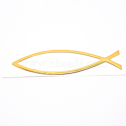 Waterproof PVC Adhesive Sticker Car Stickers, Fish with Word Jesus, for DIY Car Decorations , Gold, 15x5x0.1cm(DIY-WH0223-05A)