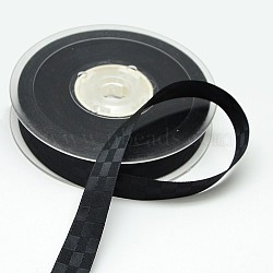 Grosgrain Ribbon, Tartan Ribbon, for Gift Packing, Black, 1-1/2 inch(38mm), about 100yards/roll(91.44m/roll)(SRIB-L011-38mm-030)