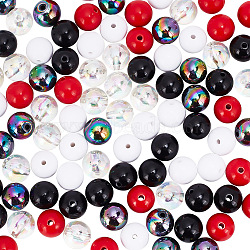 100Pcs 5 Style Transparent & Opaque Acrylic Beads, Round, Mixed Color, 16x15mm, Hole: 2.8mm, 20pcs/style(MACR-AR0001-16)