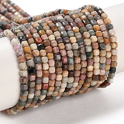 Natural Agate Beads Strands, Faceted, Cube, 2x2x2mm, Hole: 0.5mm, about 166~167pcs/strand, 15.35~15.55 inch(39~39.5cm)(X-G-G991-C02-01)