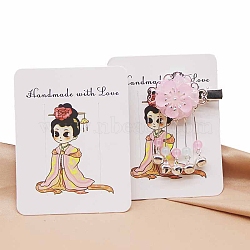 Rectangle Paper Hair Clip Display Cards, Jewelry Display Cards for Hair Clip Storage, White, Girl Pattern, 9x7x0.05cm(CDIS-C004-03A)