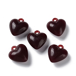 Opaque Acrylic Pendants, Heart Charms, Coconut Brown, 18x16.5x8mm, Hole: 2mm(MACR-F079-05E)