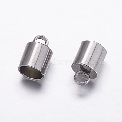 Tarnish Resistant 304 Stainless Steel Cord Ends, Stainless Steel Color, 11x7mm, Hole: 3mm, Inner Diameter: 6mm(STAS-P161-06-6mm)