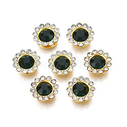 Sew on Rhinestone, Transparent Glass Rhinestone, with Iron Prong Settings, Faceted, Flower, Emerald, 12x5mm, Hole: 1.2mm(RGLA-S030-01C-B06)