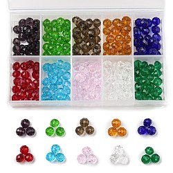 350Pcs 14 Style Glass Beads Strands, Faceted, Rondelle, Mixed Color, 9.5x8mm, Hole: 1.2mm, 10x8mm, Hole: 1mm, 25Pcs/style(EGLA-SZ0001-23)