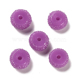 Opaque Resin Beads, Textured Rondelle, Orchid, 12x7mm, Hole: 2.5mm(RESI-B020-07R)