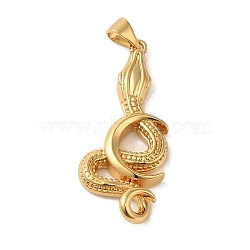 Brass Pendant, Real 18K Gold Plated, Snake, 35x15x5mm, Hole: 5.5x3.5mm(KK-R162-036C-G)