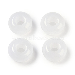 Resin European Beads, Large Hole Beads, Imitation Cat Eye, Rondelle, White, 13.5x7.5mm, Hole: 5mm(RESI-F055-08C)