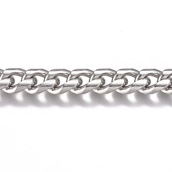 201 Stainless Steel Cuban Link Chains, Unwelded, Stainless Steel Color, 8.5x6x3mm(CHS-G017-14P)