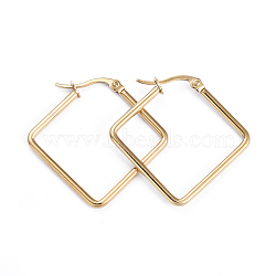 201 Stainless Steel Angular Hoop Earrings, with 304 Stainless Steel Pins, Rhombus, Golden, 32.5x34x2mm, 12 Gauge, Pin: 1x0.7mm(EJEW-I245-33D)