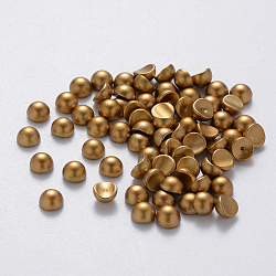 ABS Plastic Imitation Pearl Cabochons, Nail Art Decoration Accessories, Matte Style, Half Round, Gold, 6x4mm(MRMJ-Q092-6mm-A02)