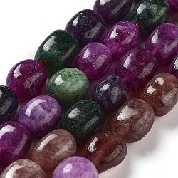 Natural Malaysia Jade Beads Strands, Oval, Dyed, Mixed Color, 11~13x9~10x8.5~10mm, Hole: 1mm, about 16pcs/strand, 7.28~7.48 inch(18.5~19cm)(G-P528-N04-01)