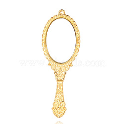 Mirror Alloy Glass Big Pendants, Golden, 73x26x3mm, Hole: 1.5mm(PALLOY-I111-38KG)