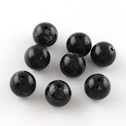 Acrylic Imitation Gemstone Beads, Round, Black, 10mm, Hole: 2mm, about 925pcs/500g(OACR-R029-10mm-01)