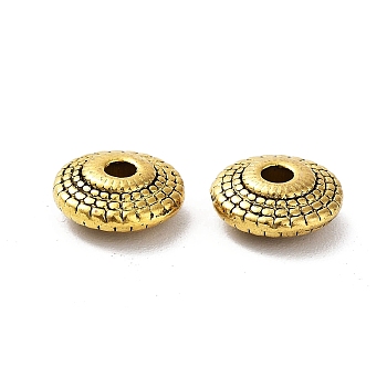 Tibetan Style Alloy Beads, Cadmium Free & Lead Free, Flat Round, Antique Golden, 8x3mm, Hole: 1.6mm