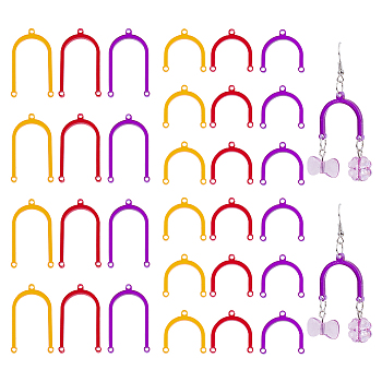 CHGCRAFT 48Pcs 6 Style Transparent Acrylic Chandelier Component Links, 3 Loop Connector, Arch, Mixed Color, 22.5x22.5x3mm and 37.5x22.5x3mm, Hole: 2mm, 8pcs/style