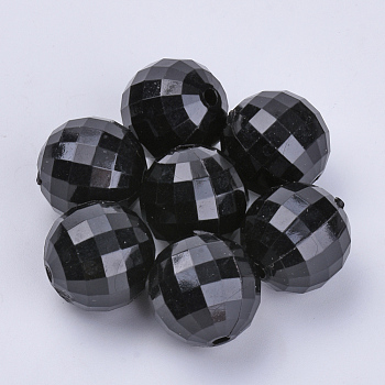 Transparent Acrylic Beads, Faceted, Round, Black, 12x12mm, Hole: 1.9mm, about 496pcs/500g