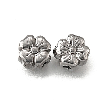 304 Stainless Steel Beads, Flower, Anti-Tarnish, Stainless Steel Color, 6.5x6.5x3mm, Hole: 1.2mm