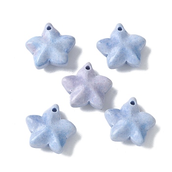 Natural Rainbow Alashan Agate Charms, Dyed, Star Charms, Cornflower Blue, 13~13.5x14~14.5x5~5.5mm, Hole: 1.2mm