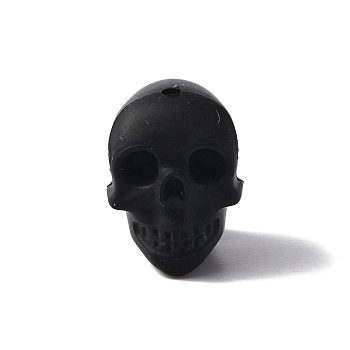 Eco-Friendly Silicone Beads, Chewing Beads For Teethers, DIY Nursing Necklaces Making, Skull, Black, 21x16x20mm, Hole: 2.5mm