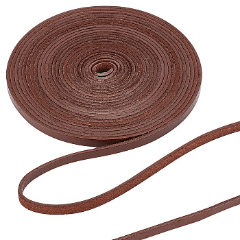 Cowhide Leather Cords, Flat, Coconut Brown, 6x2mm