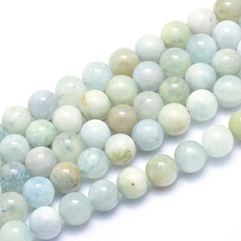 Natural Aquamarine Strands, Round, 6mm, Hole: 0.8mm, about 66pcs/strand, 15.5 inch(39.5cm)
