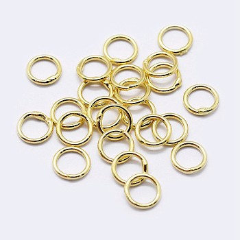 925 Sterling Silver Round Rings, Soldered Jump Rings, Closed Jump Rings, Golden, 19 Gauge, 5x0.9mm, Inner Diameter: 3mm