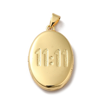 Eco-Friendly Rack Plating Brass Locket Pendants, Long-Lasting Plated, Lead Free & Cadmium Free, Oval Charm, Real 18K Gold Plated, 28x18x5mm, Hole: 5x3.5mm, Inner Diameter: 19.5x12mm