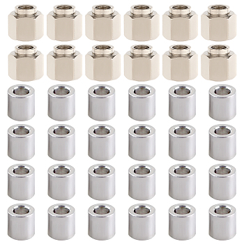 24Pcs Aluminum Column Block, Bearing Separation Gasket Ring, 12Pcs Iron Nuts, for 3D Printer, Platinum, 8~10x8~11x8~10mm, Hole: 5mm