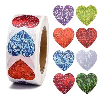 Heart Shaped Stickers Roll, Valentine's Day Sticker Adhesive Label, for Decoration Wedding Party Accessories, Colorful, 25x25mm, 500pcs/roll