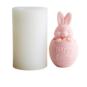 3D Easter Bunny Aromatherapy Food Grade Silicone Fondant Mold, Resurrection Rabbit Plaster Ornament Eggshell Rabbit Resin Mold, White, 113x65mm