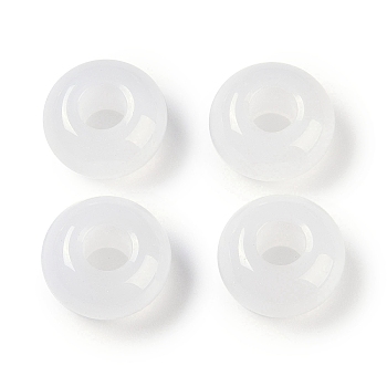 Resin European Beads, Large Hole Beads, Imitation Cat Eye, Rondelle, White, 13.5x7.5mm, Hole: 5mm