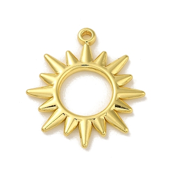 304 Stainless Steel Pendants, Sun Charm, Real 18K Gold Plated, 27x24x2.2mm, Hole: 1.8mm