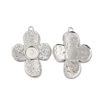 304 Stainless Steel Pendant Cabochon Settings, Cross, Stainless Steel Color, Tray: 8.5mm, 36x26.5x2mm, Hole: 2mm