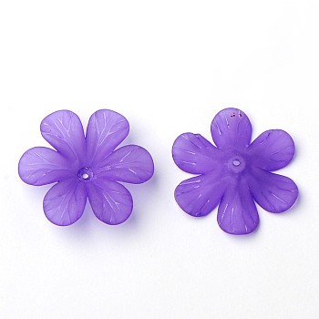 Transparent Acrylic Beads, Frosted, Flower Bead Caps, Blue Violet, 30x8mm, Hole: 1.5~2mm, about 314pcs/500g