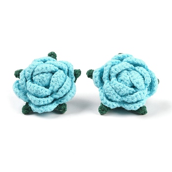 Cotton Knitting Artificial Flower, Ornament Accessories, Turquoise, 56x61.5x39mm