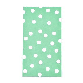 Polka Dot Pattern Eco-Friendly Kraft Paper Bags, Gift Bags, Shopping Bags, Rectangle, Light Green, 24x13x8cm