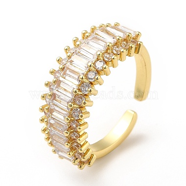 Brass Cubic Zirconia Cuff Ring(KK-H433-02G)-3