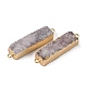 Electroplated Natural Druzy Agate Links/Connectors(G-G656-02F)-3