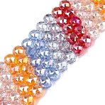 Electroplate Transparent Glass Beads Strands, Round, AB Color Plated, Faceted, Cornflower Blue, 7.5~8x7mm, Hole: 1~1.5mm, about 48~50pcs/strand, 13.19~14.17(33.5~36cm)(EGLA-Q135-8MM-C01)