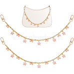 2Pcs Alloy Enamel Pink Bowknot Tassel 304 Stainless Steel Cable Chain Bag Decorative Chains, with Alloy Swivel Clasps, Light Gold, Starfish, 400mm(AJEW-BBC0001-04)
