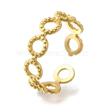 Ion Plating(IP) 304 Stainless Steel Cuff Rings for Women, Real 18K Gold Plated, Inner diameter: Adjustable, 5.5mm(RJEW-U017-07G)